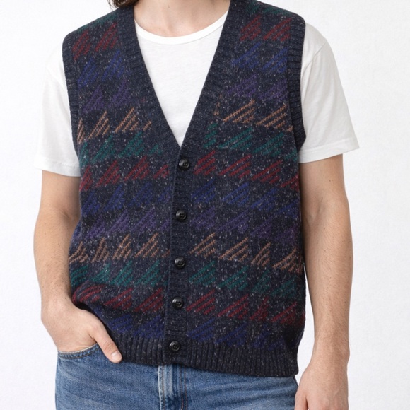 Crossings Other - Vintage Wool Blend crossings Sweater Vest Men’s XL Multicolor 90s Pattern